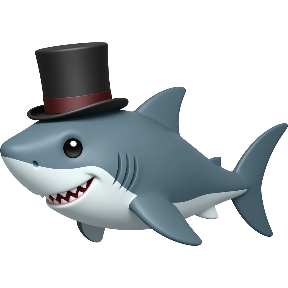 Shark with a top hat emoji
