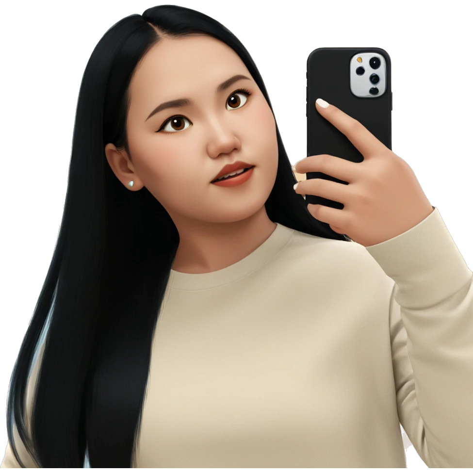 girl taking selfie with phone emoji