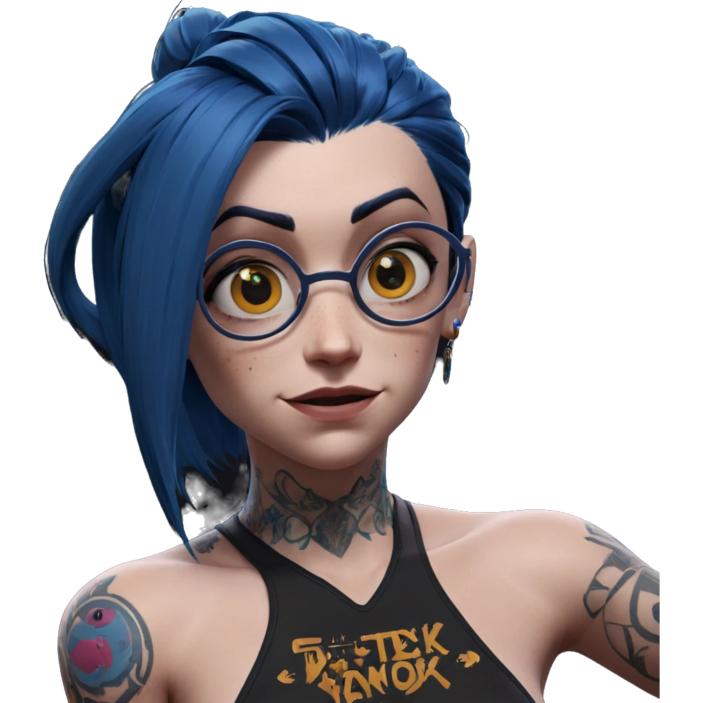 blue-haired jinx with tattoos emoji