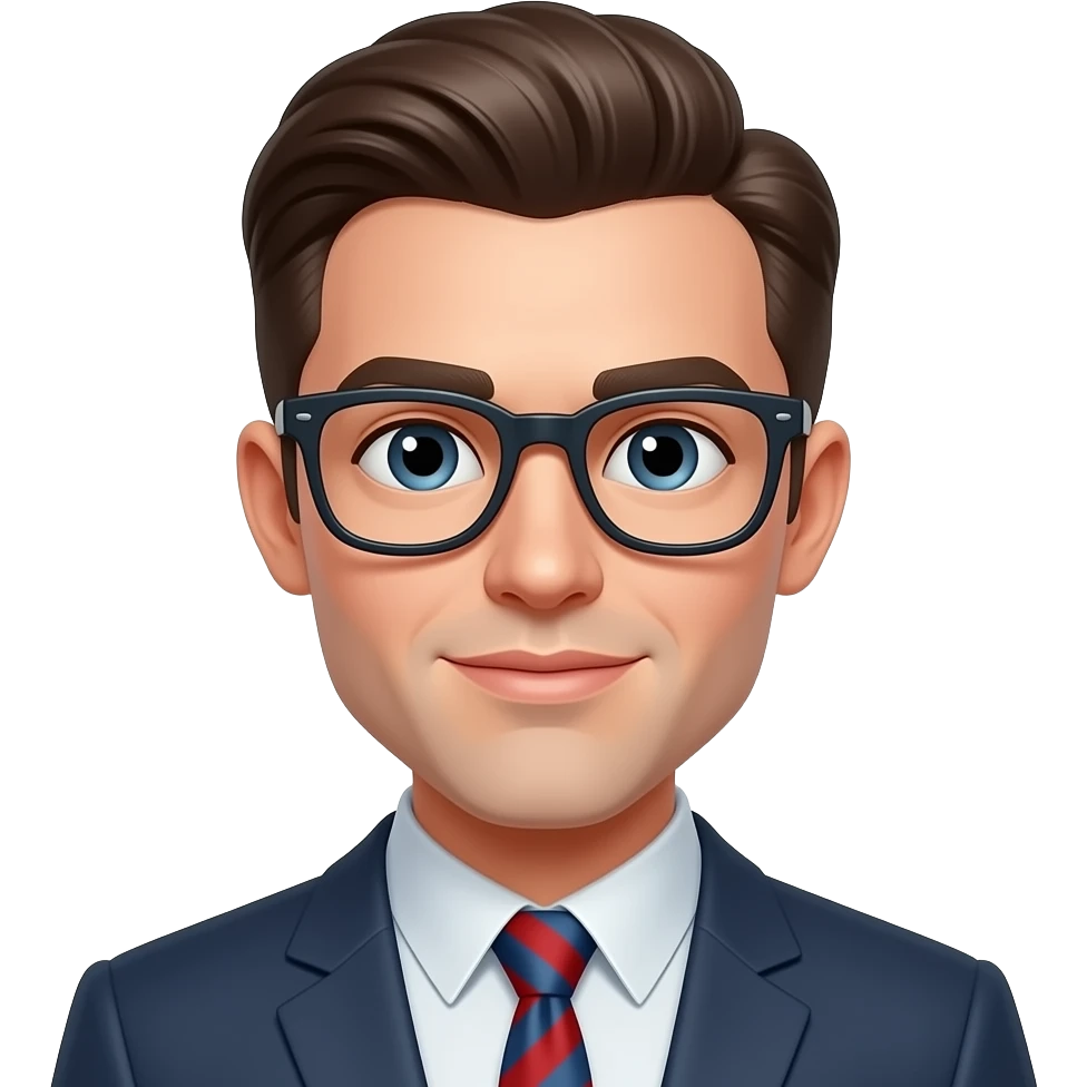 Nerdy with glasses transparent handsome man with slicked back hair emoji