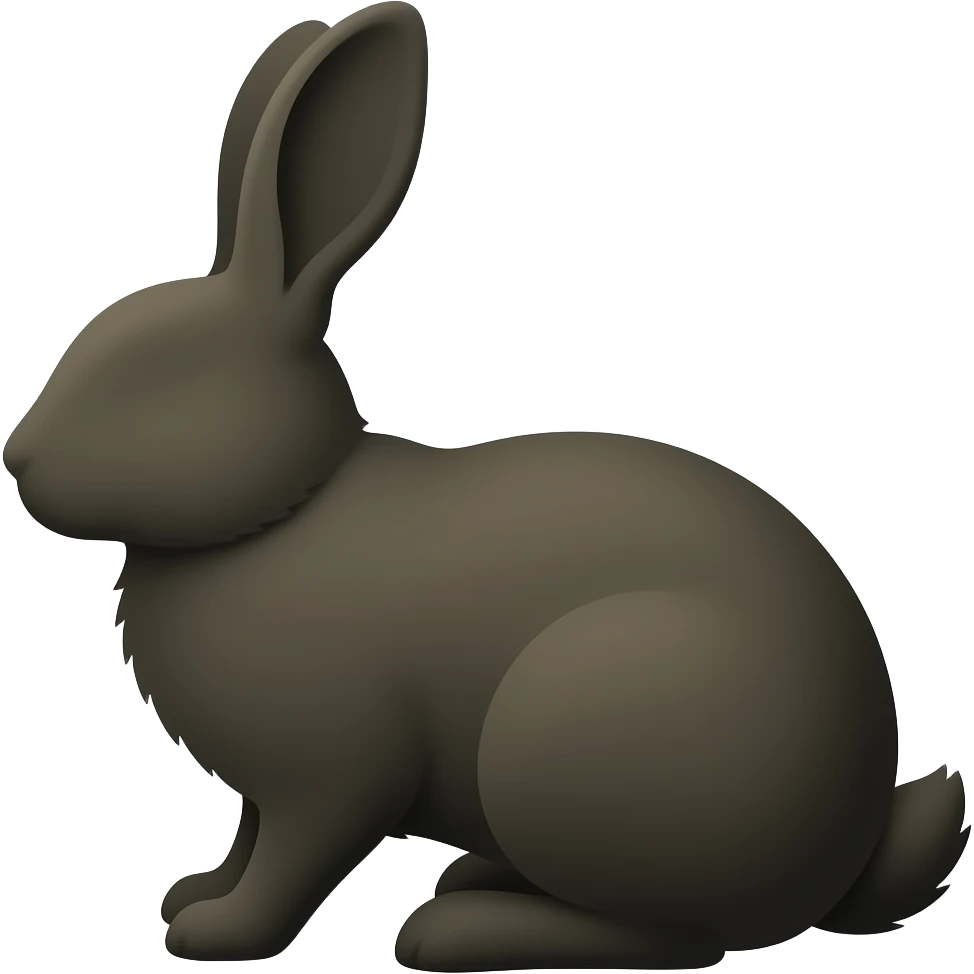 silhouette of rabbit sitting upright, no eyes emoji