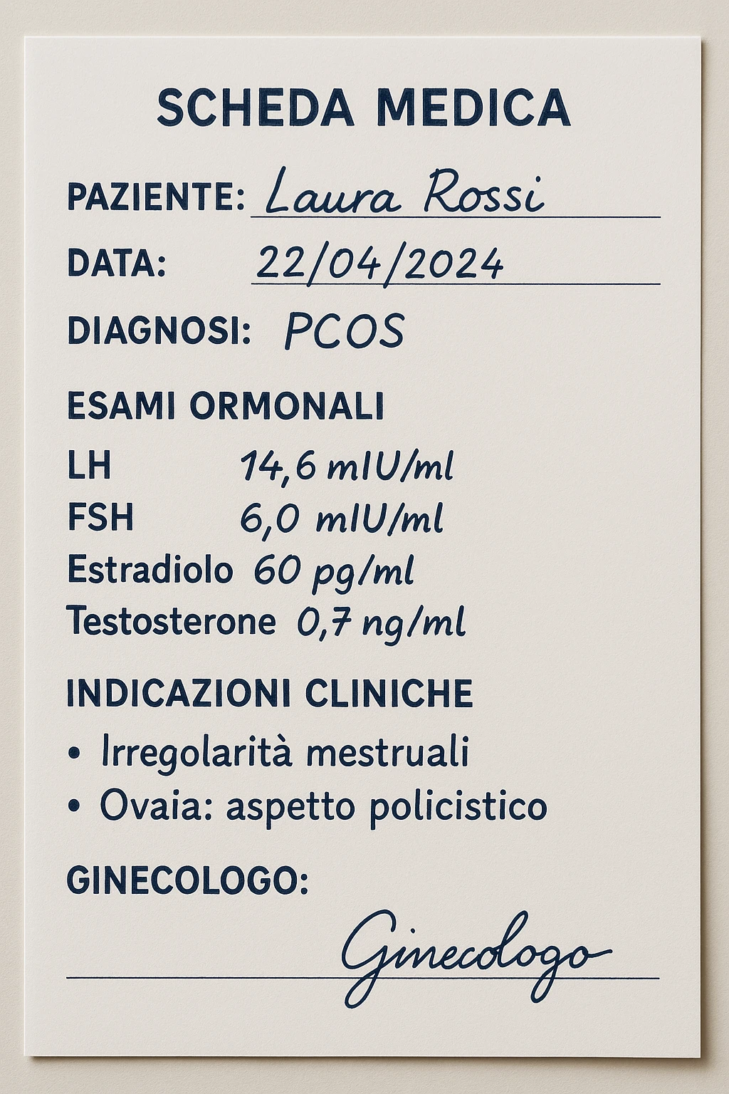 Diagnosi di PCOS data dal ginecologo in italiano emoji