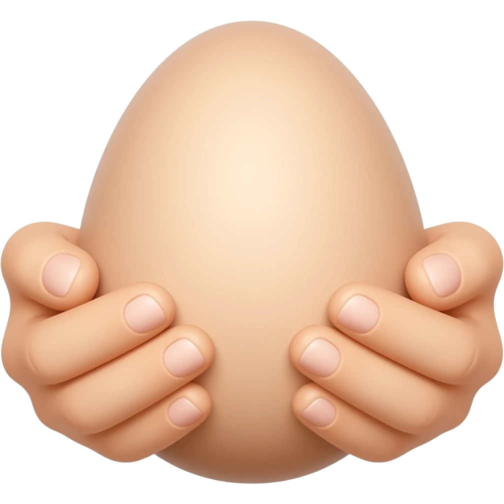 An egg with two hands cradling a smaller baby  egg emoji