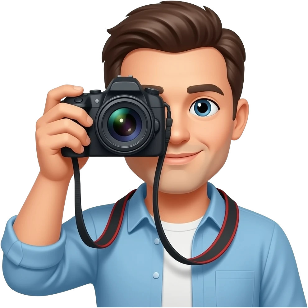 a man holding a camera emoji