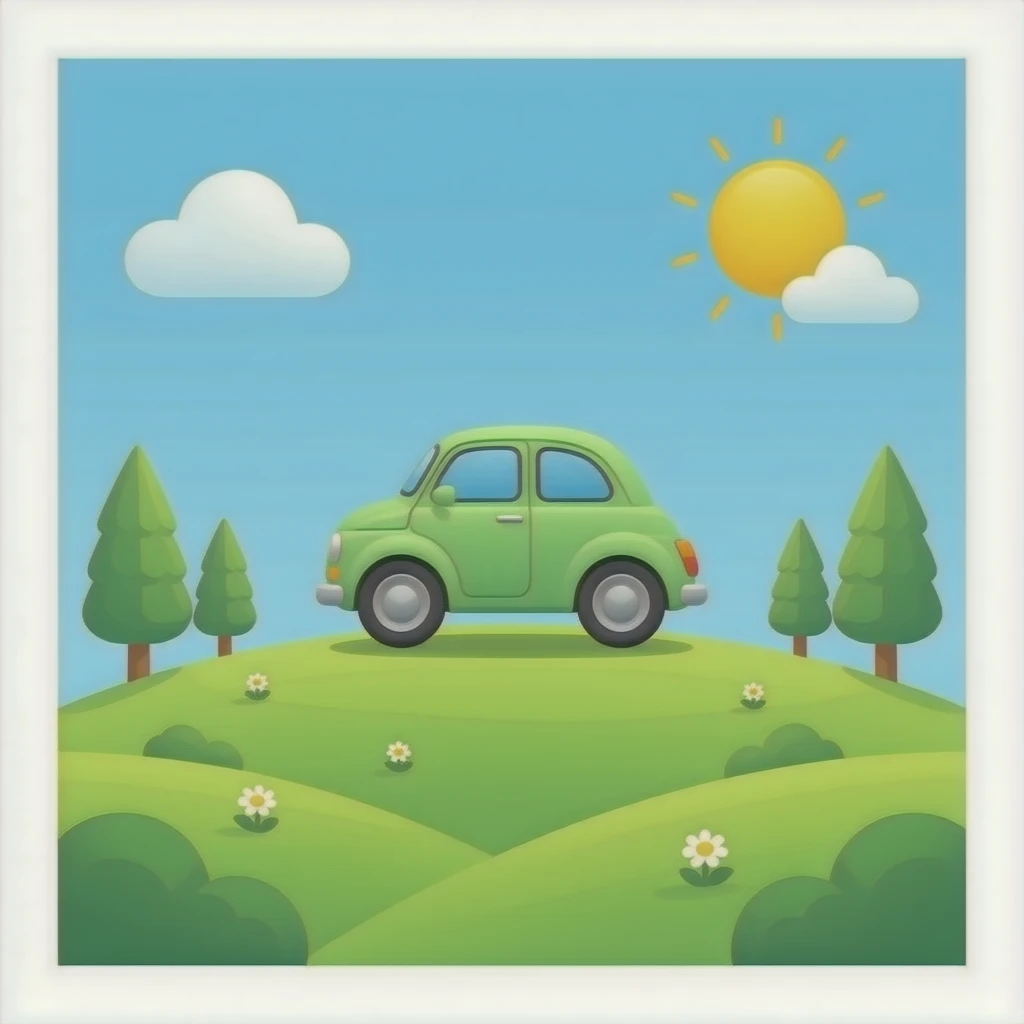 Mint green car on the top emoji