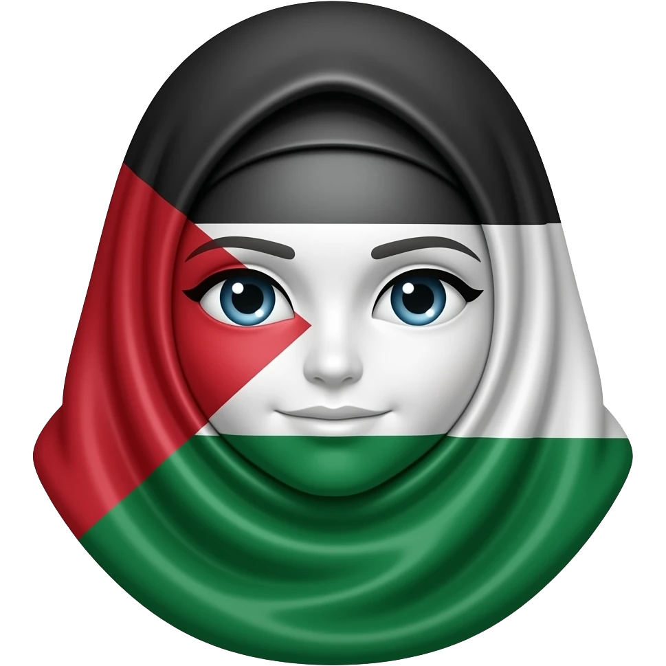 A hijabi wearing a Palestinian flag emoji
