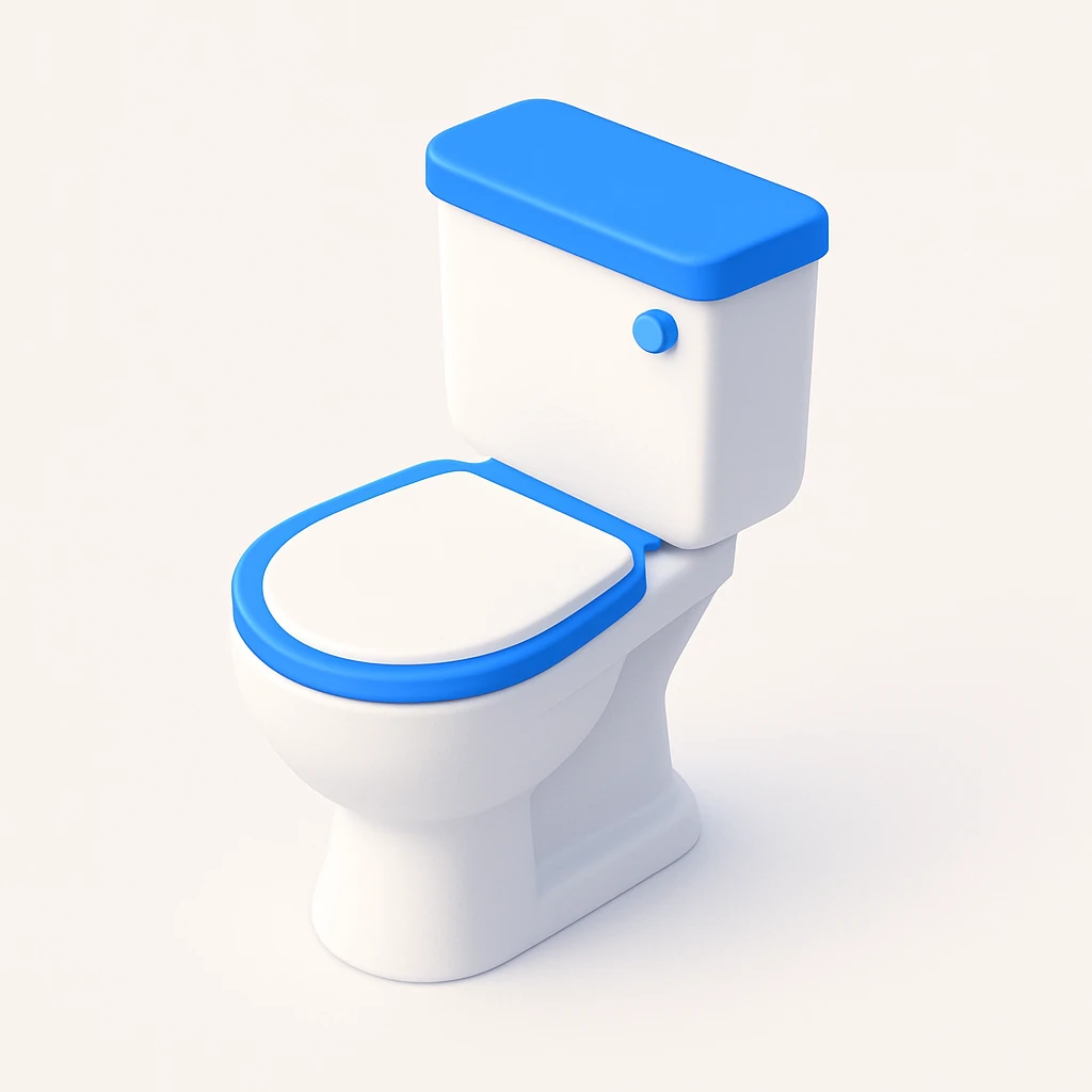 A simple 3D toilet, white porcelain, minimalist design, clean lines, no additional details emoji
