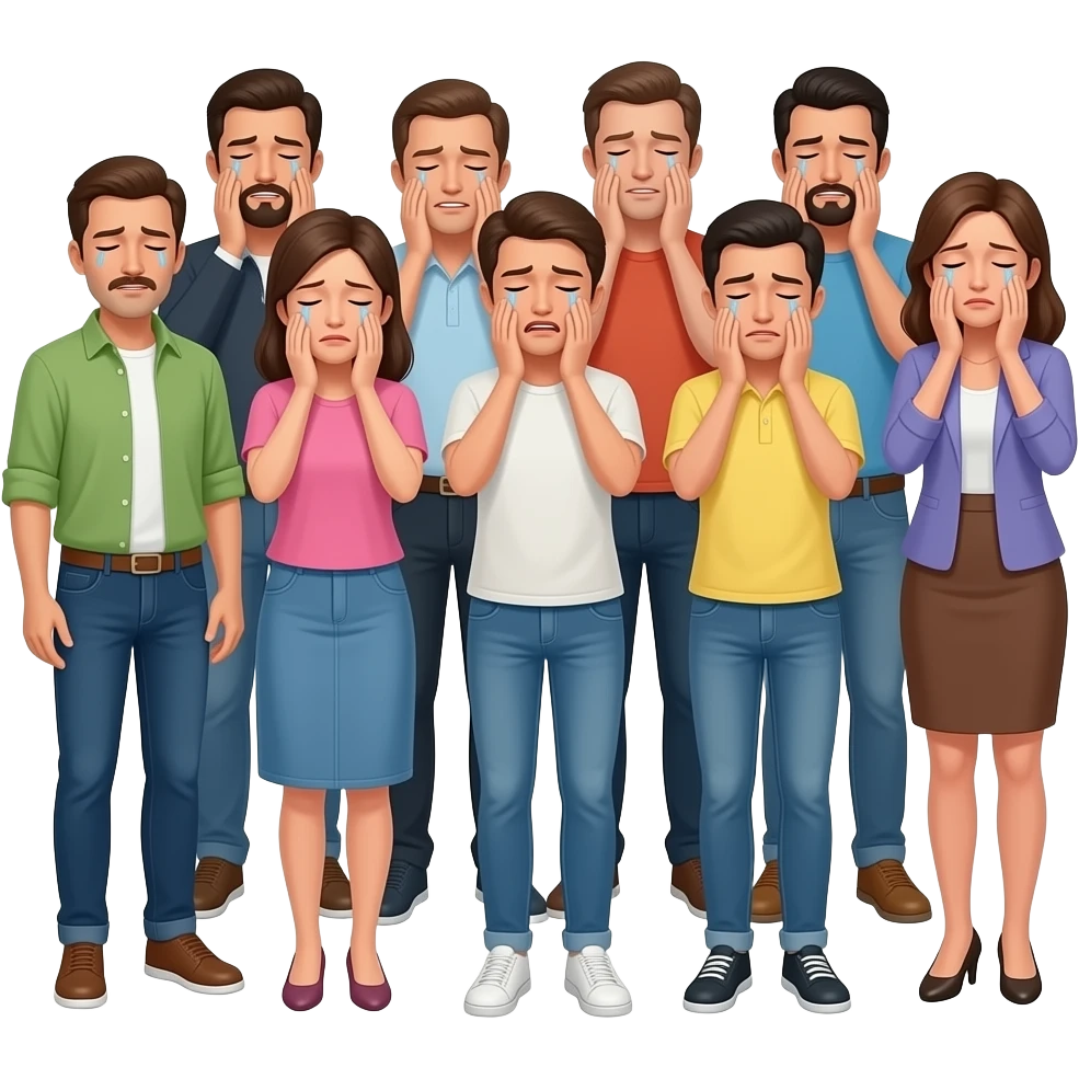 People standing up while crying make some of them hold their faces in their hands emoji