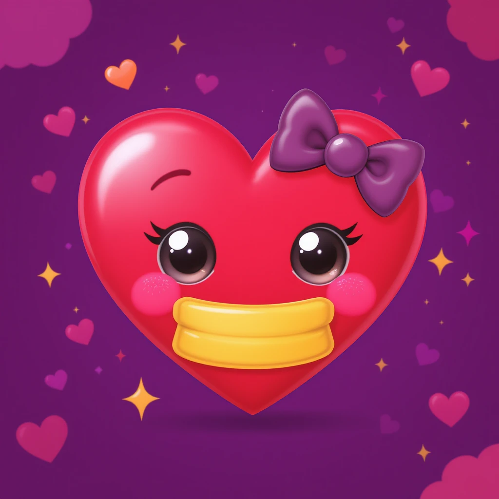 goth heart emoji, cute and shiny, with a bow accent, no background emoji