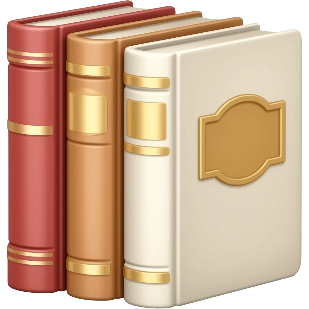 Pastel Reddish-pinkish and gold and white vintage books emoji