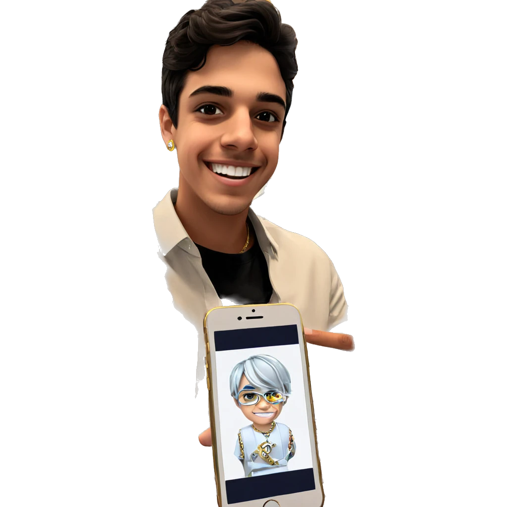 smiling boy with jewelry smartphone emoji