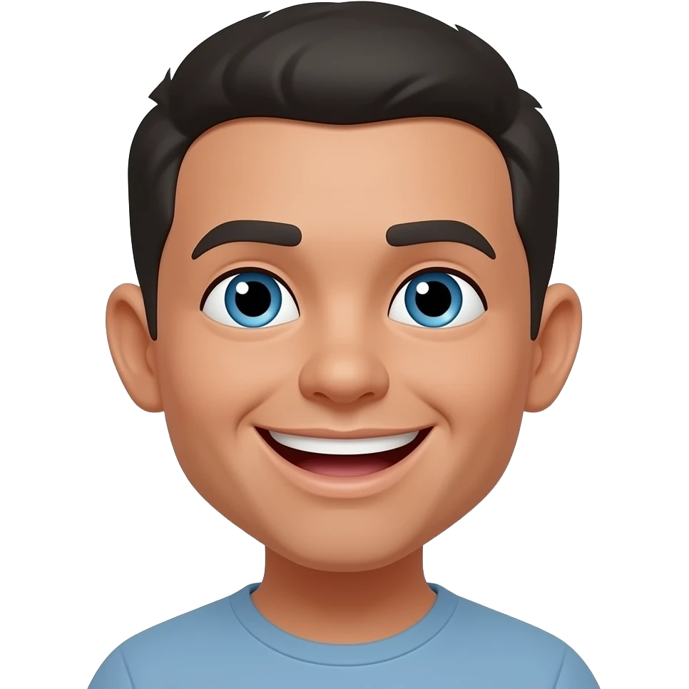 Quiero un emoji de cara feliz sonrisa blanca mirando arriba y negro emoji