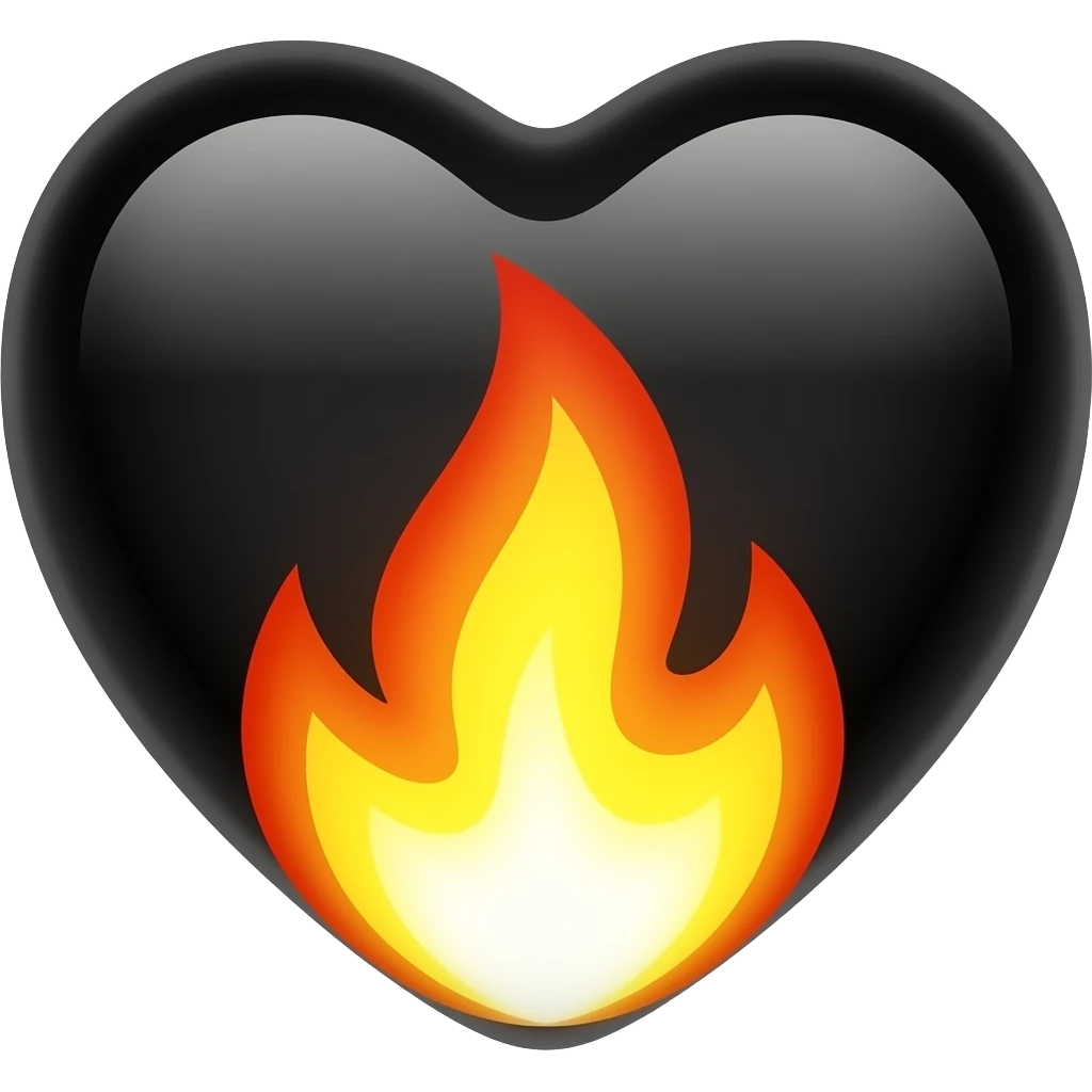 Corazon negro con fuego emoji