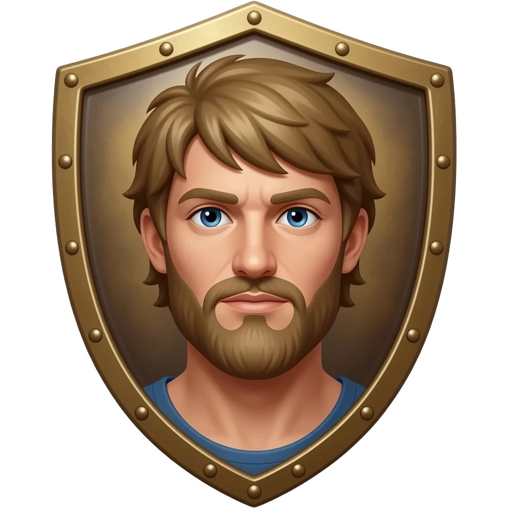 figura da mitologia “ajax” em um escudo de bronze emoji