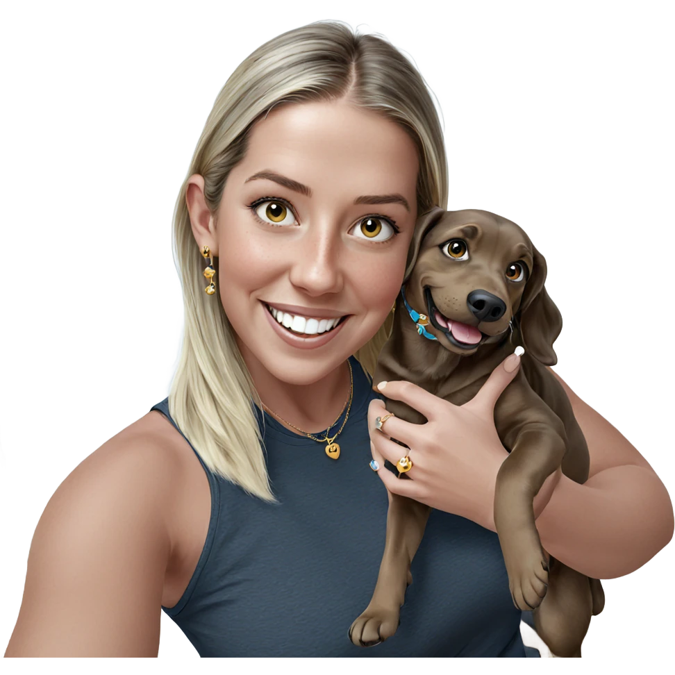 smiling girl with dog jewelry emoji