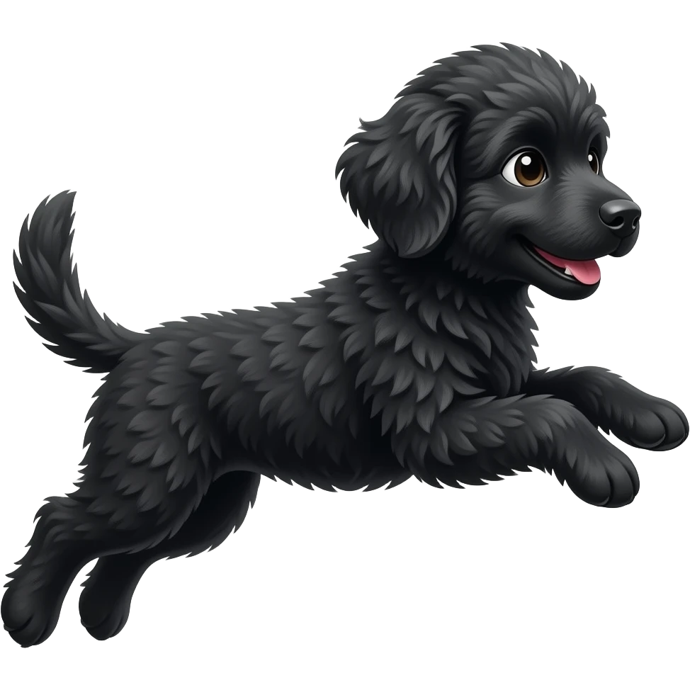 Black goldendoodle jumping emoji