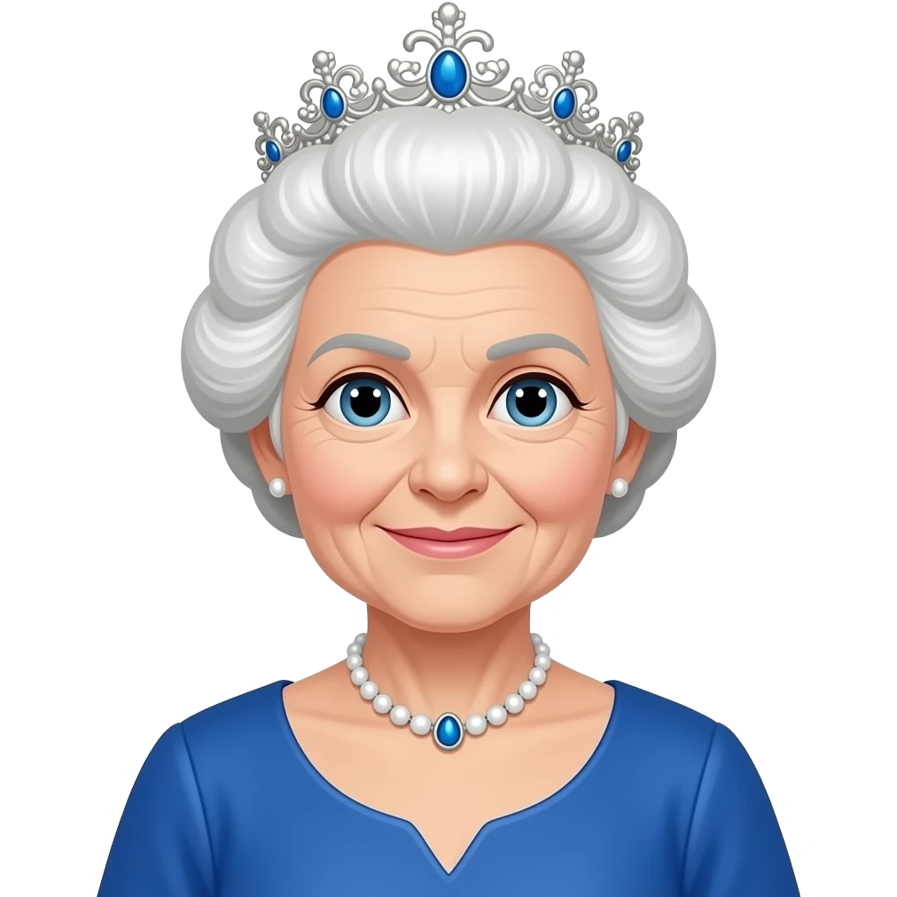 queen old with white hair blue dress emoji