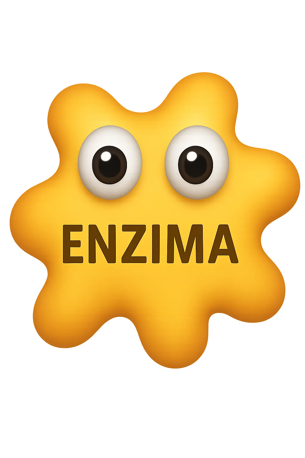 emoji con enzima umano con occhi 3d con la scritta "ENZIMA" SUL CORPO IN ITALIANO emoji