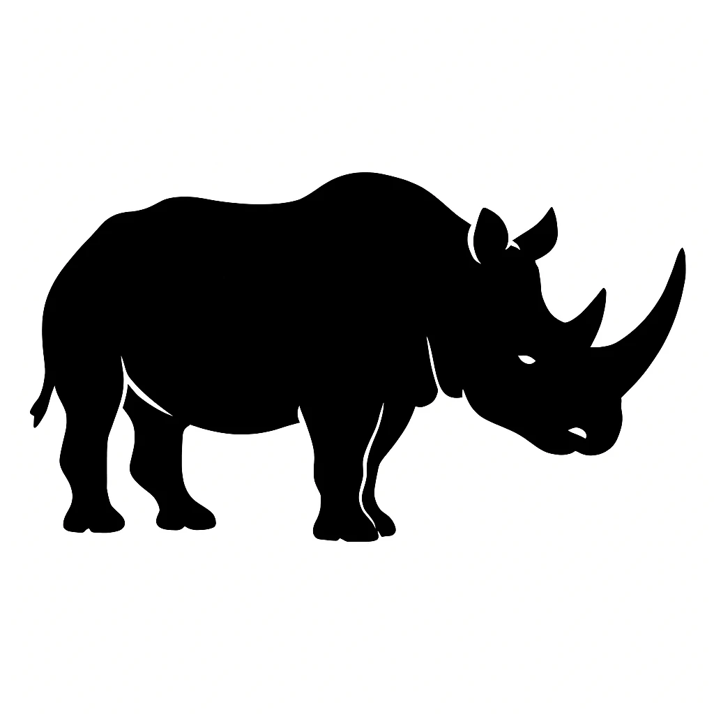 Rhinoceros black silhouette white background emoji