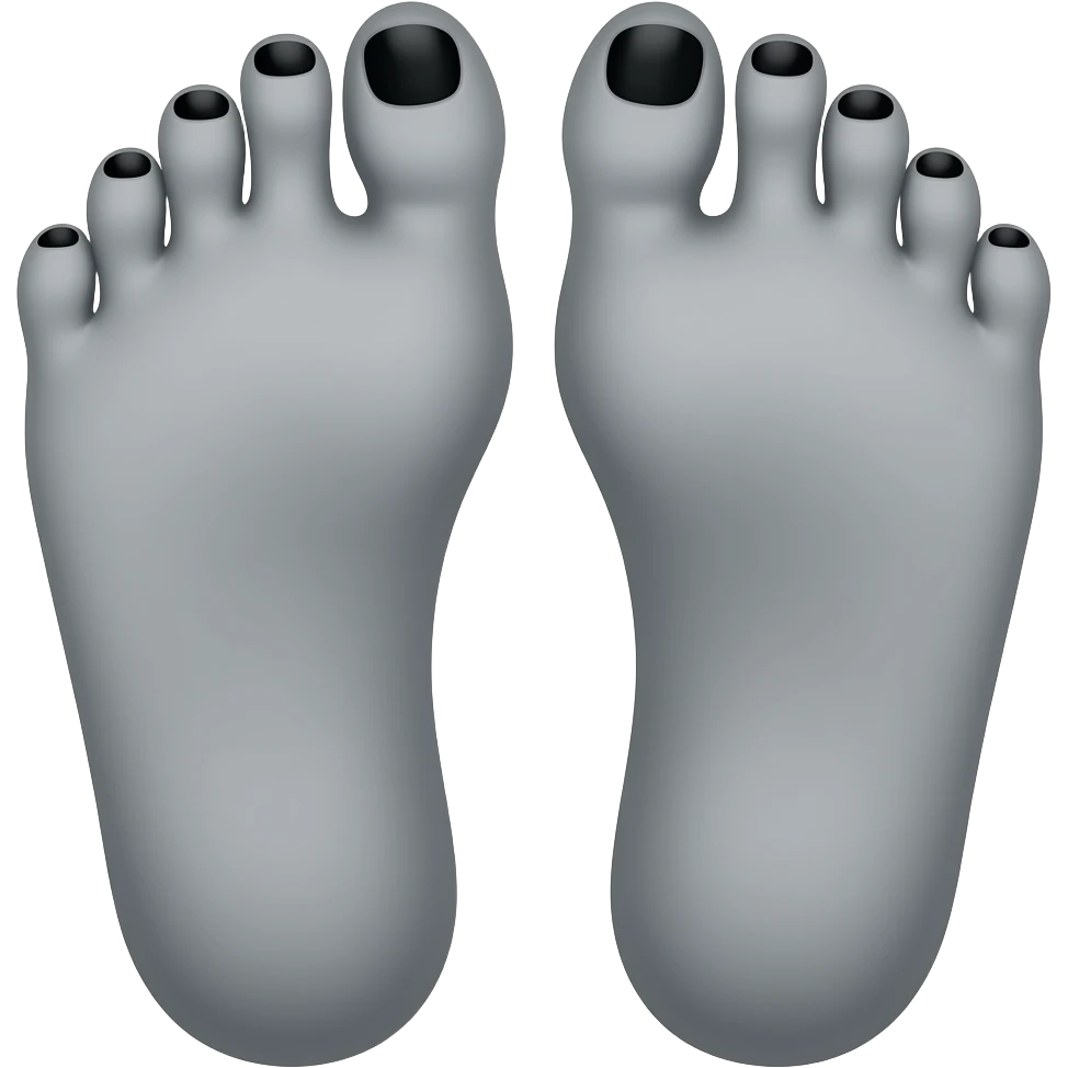 Gray detailed feet with black toenails emoji