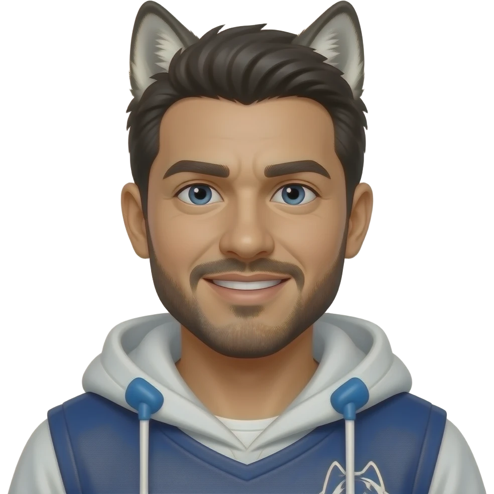 A hispanic guy using alpha wolf powerx emoji