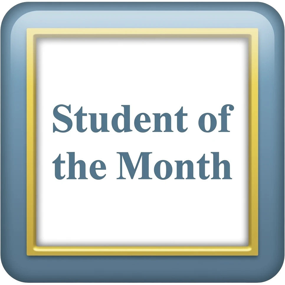 soft blue yellow frame “Student of the Month”, transparent background inspired by barbie colour pallete emoji