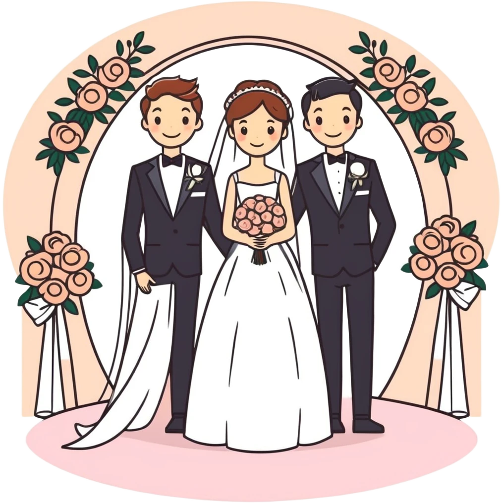 wedding celebration with stylish men emoji