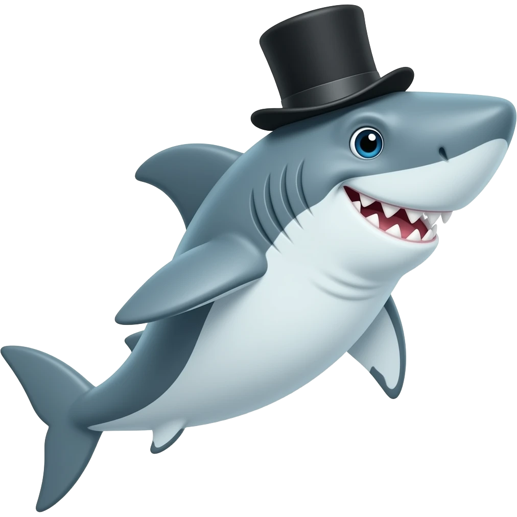 Shark with a top hat emoji