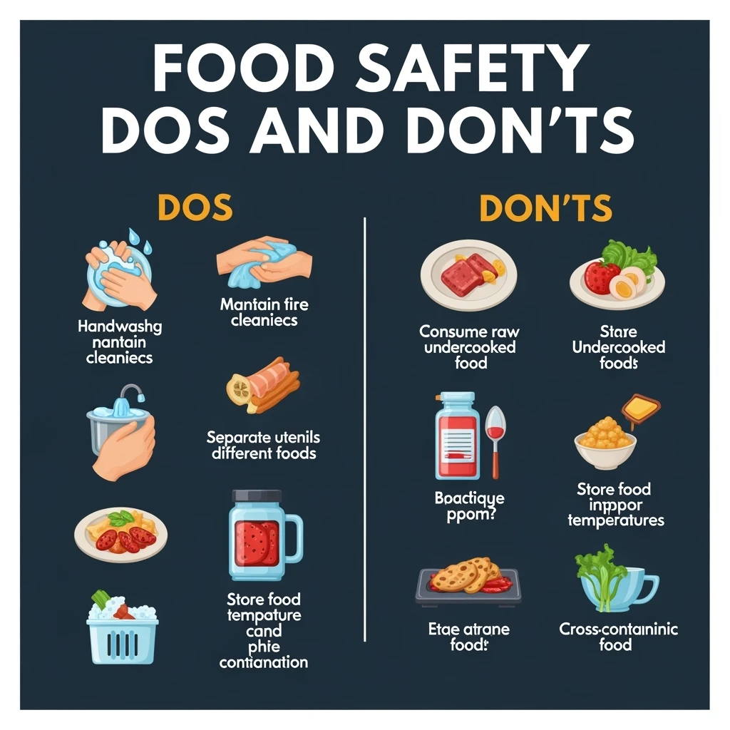 make a detail poster with title of "food safety dos and dont" emoji