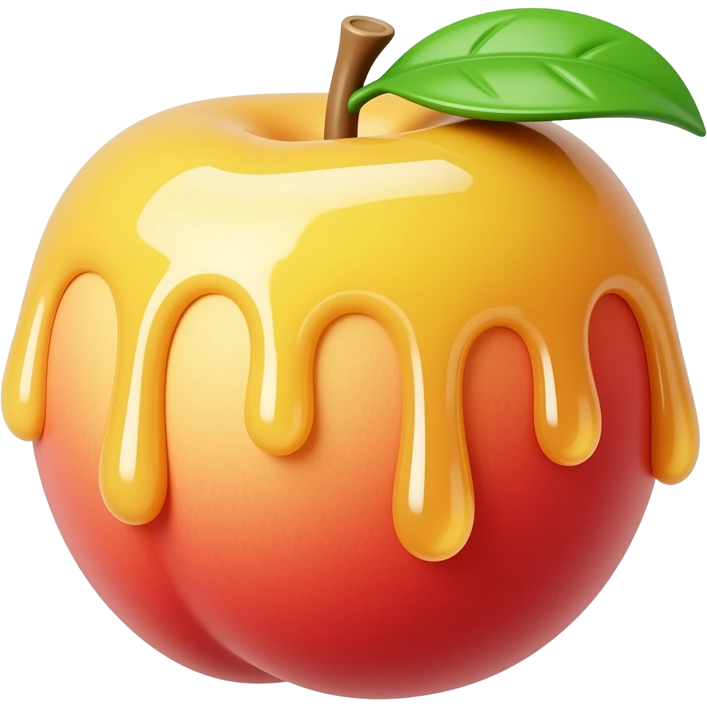 Honey dripping from a peach emoji