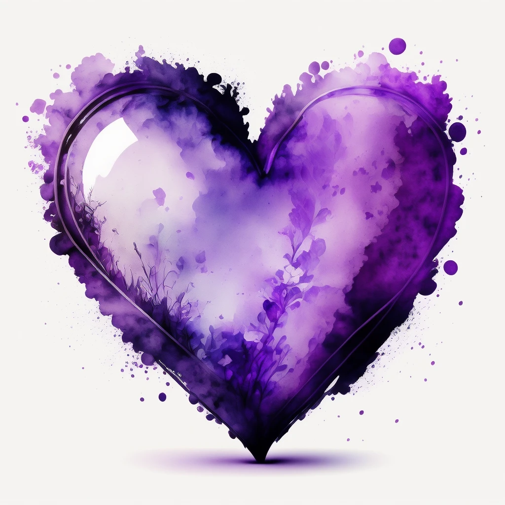heart with a purple watercolor wash, dreamy and soft emoji