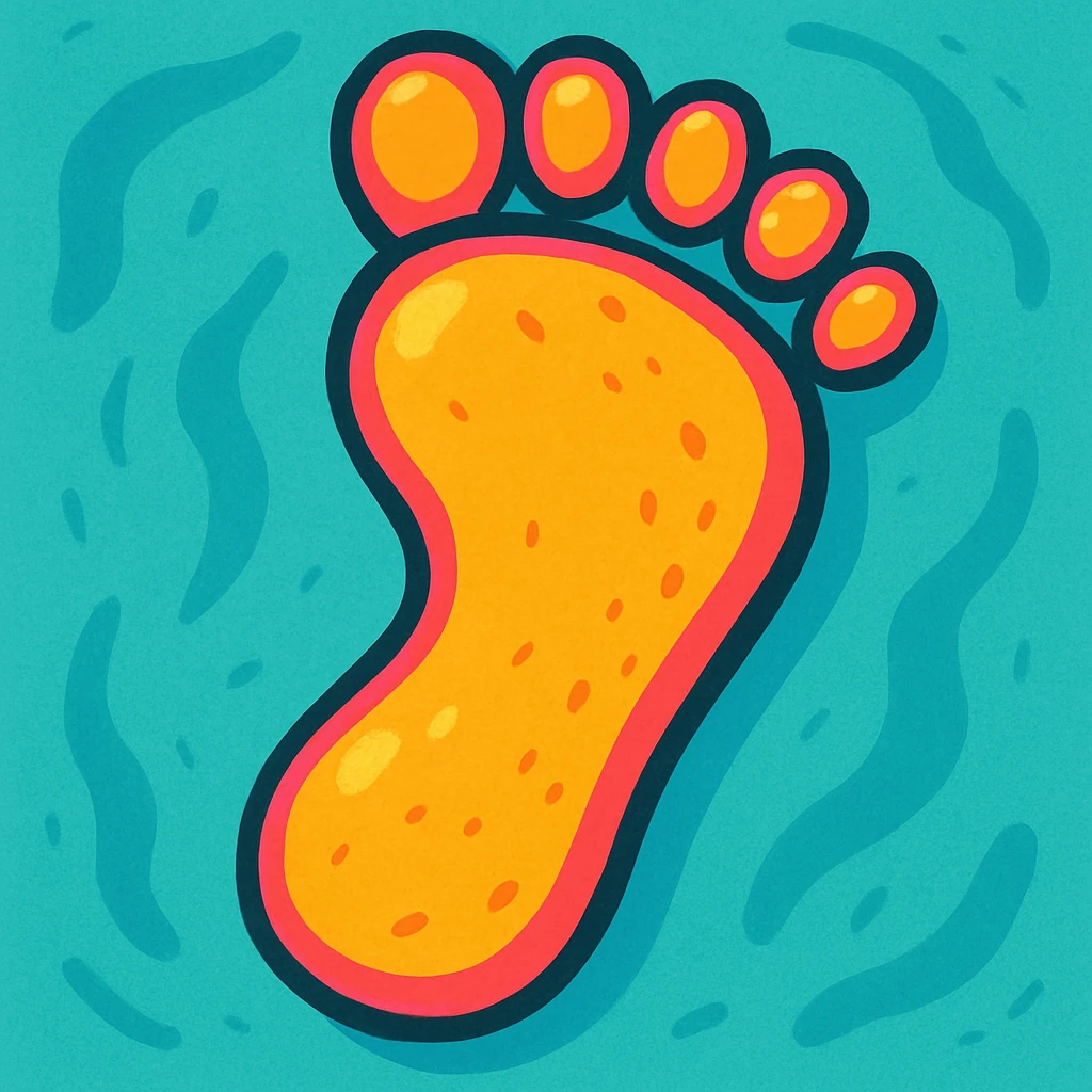 single footprint, cartoon style, playful emoji