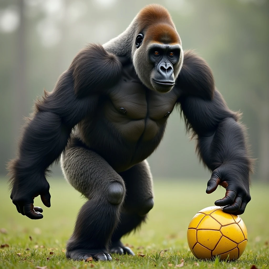 Gorilla with yellow kickball emoji
