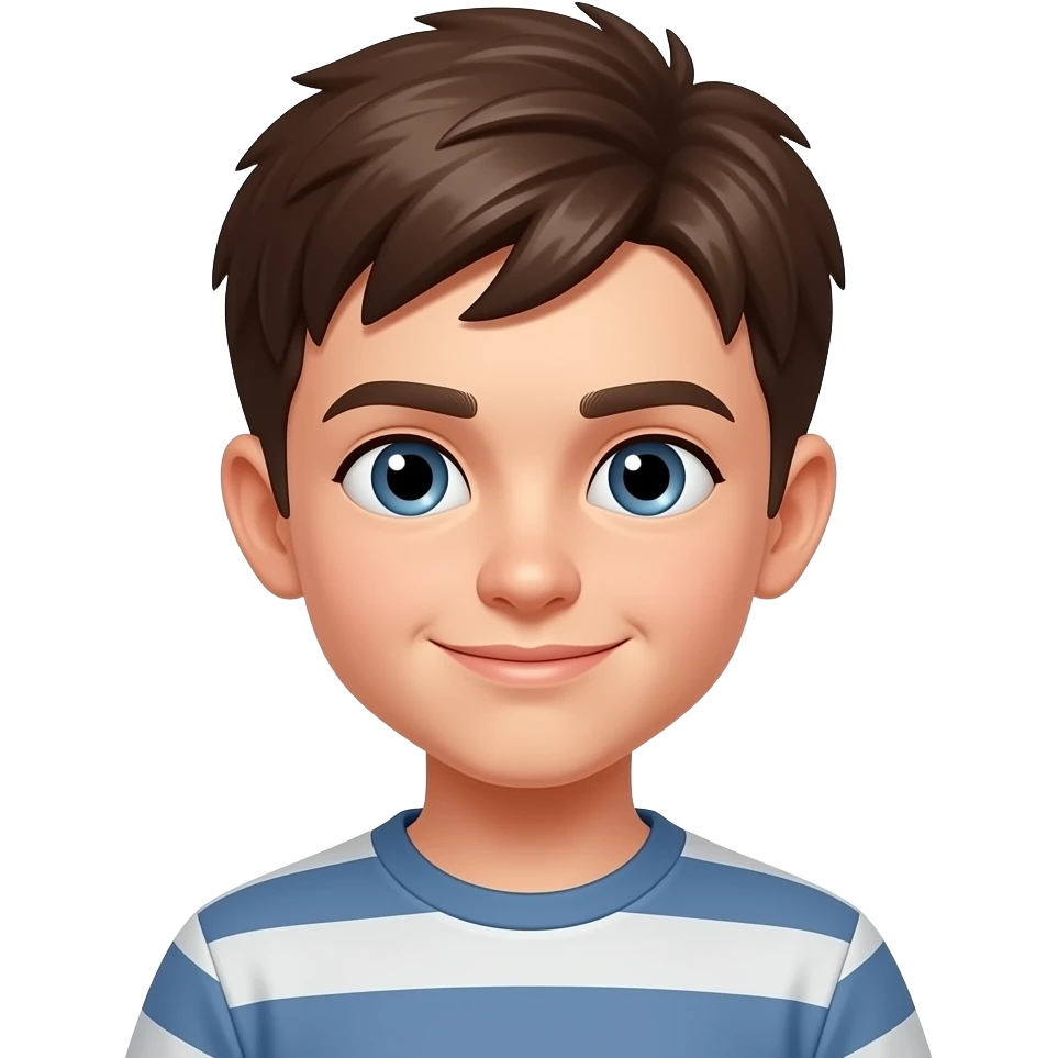 y13 year old boy with short brown hair emoji