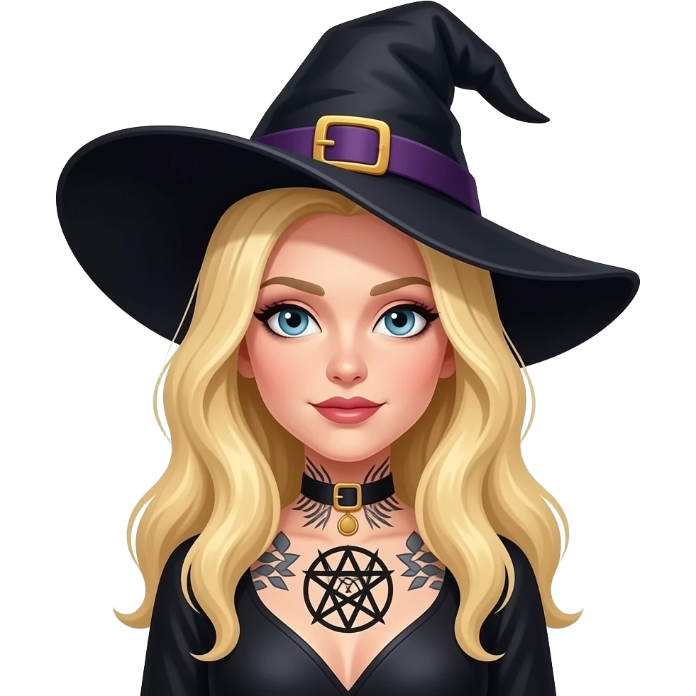 Baphomet pentagram blonde witch emoji
