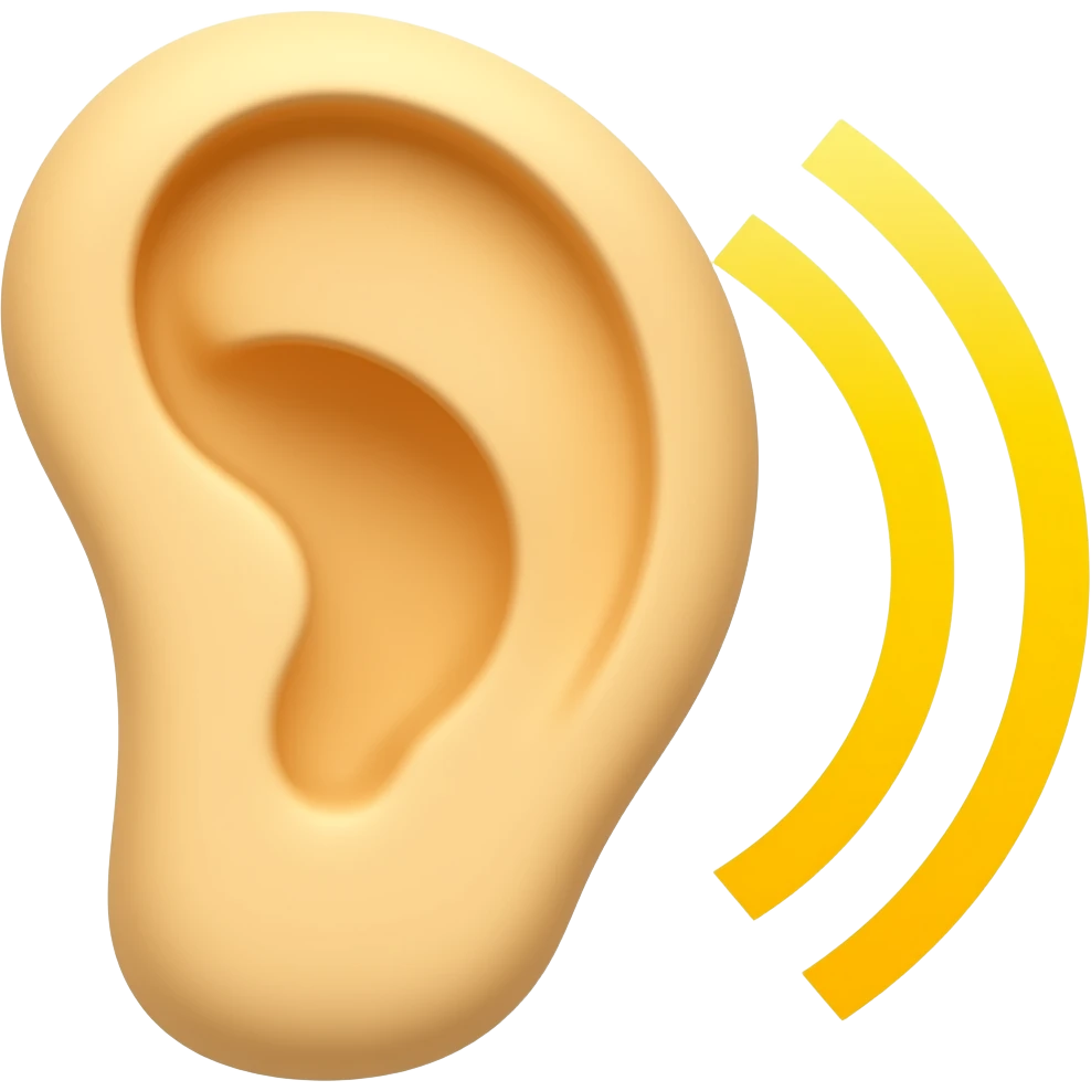 yellow emoji ear with sound waves emoji