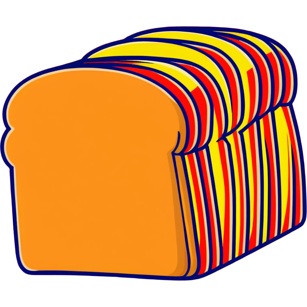 sliced rye bread with Soviet propaganda poster style, bold red and yellow, dynamic lines emoji