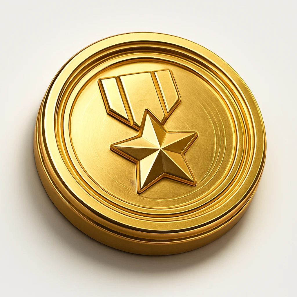 cool, flashy medal, detailed and shiny, modern design emoji