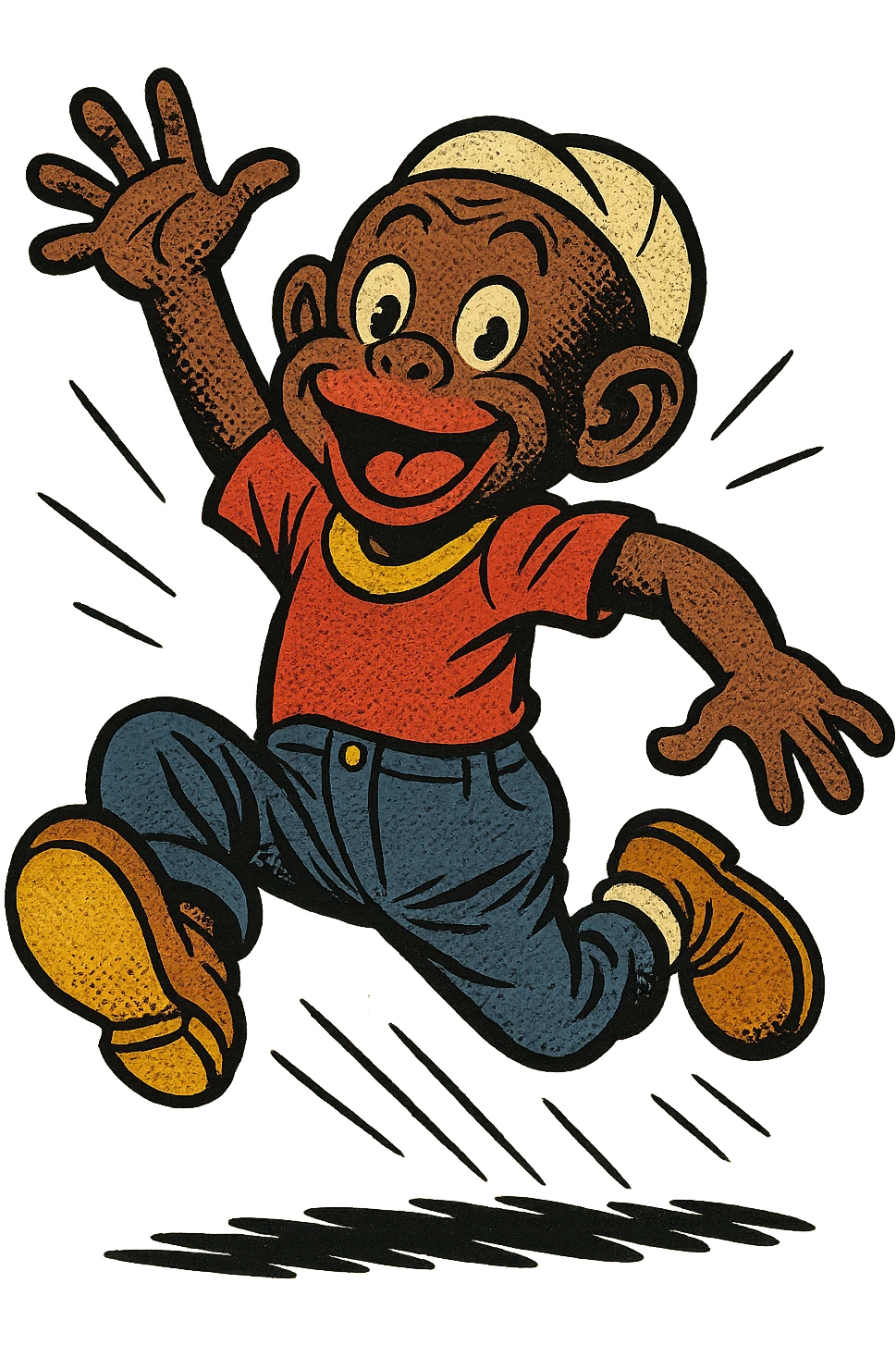 Memín Pinguín jumping, classic comic style emoji