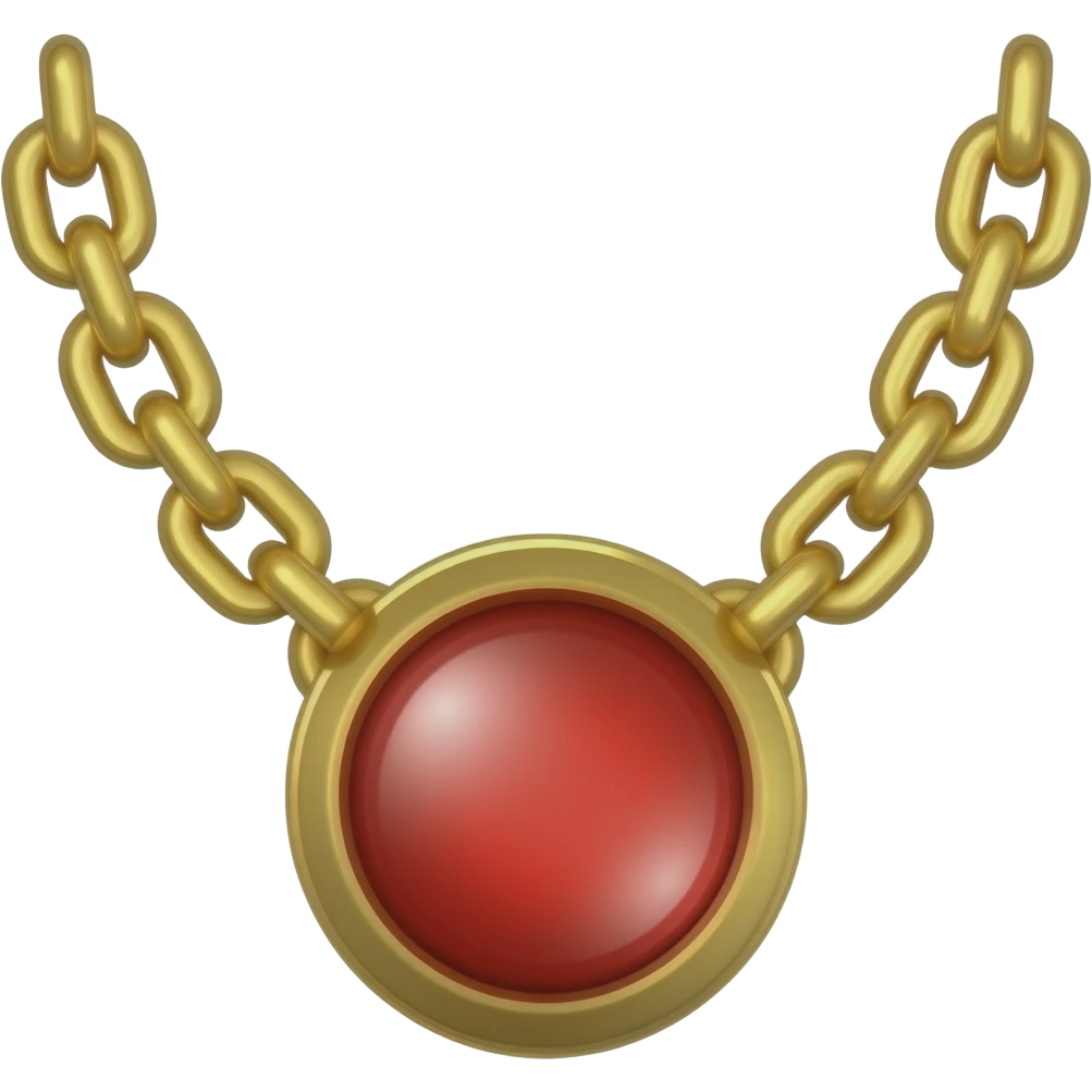 necklace with golden chain and red stone emoji