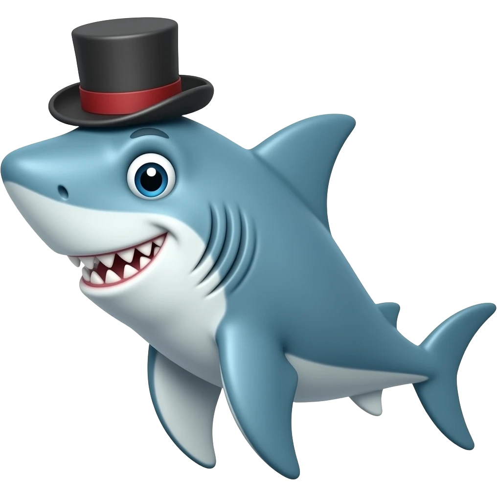 Shark with a top hat emoji