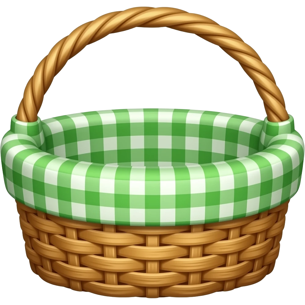 basket with forest green gingham cloth emoji