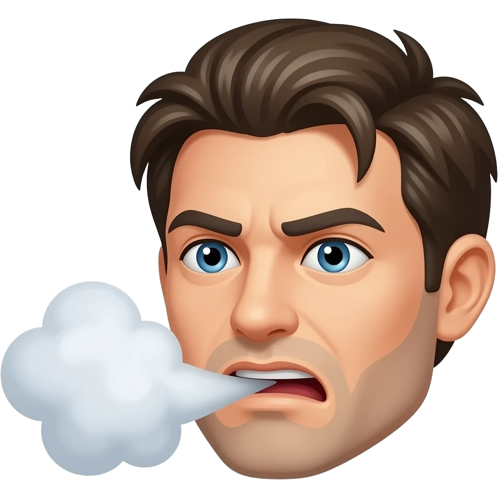 Brain fried → pixel face with steam blasting out, frazzled expression emoji