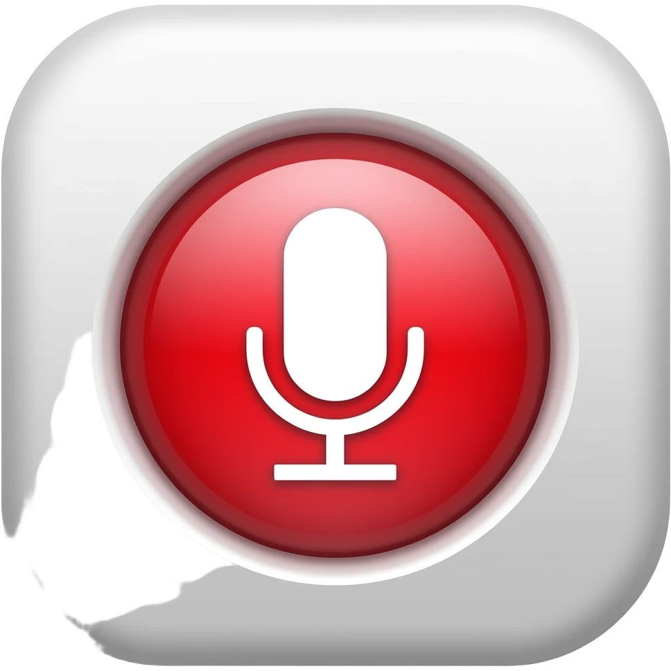 apple style recording icon with red big button and mic icon on it emoji