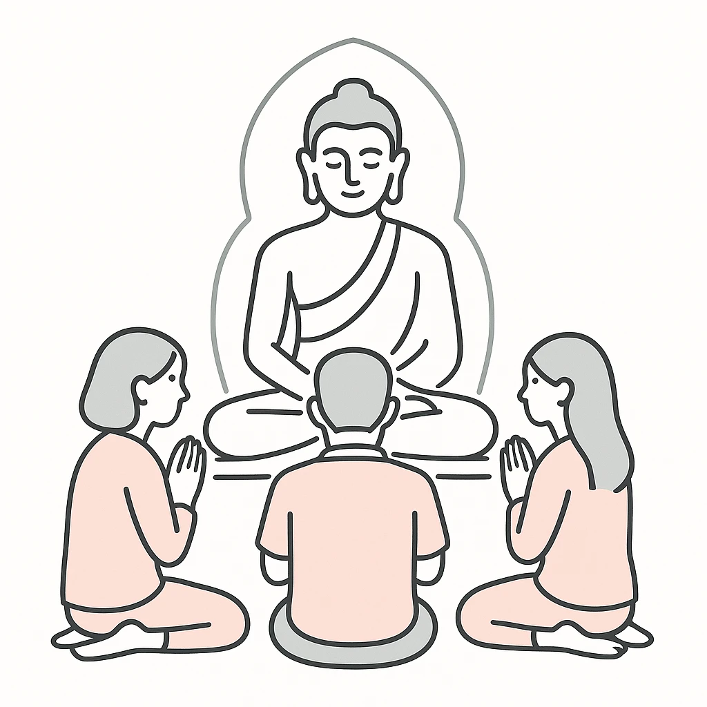 people praying in a Buddhist temple emoji