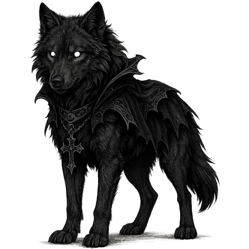 goth black wolf, no background emoji