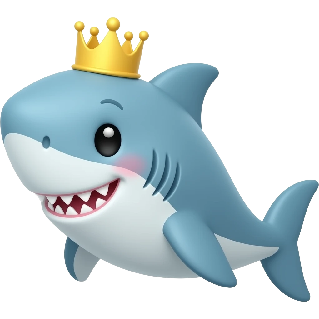 shark with crown but cute emoji