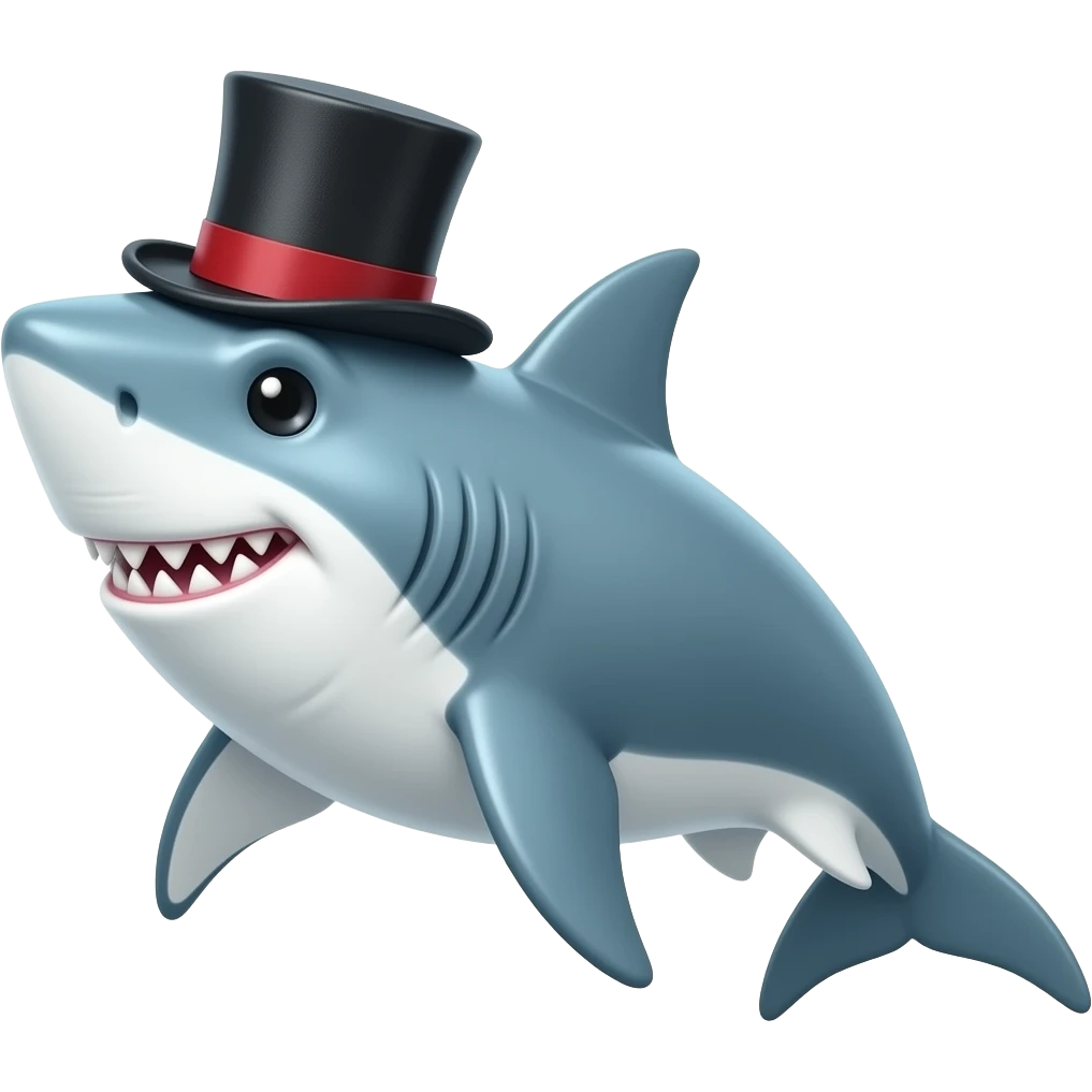 Shark with a top hat emoji