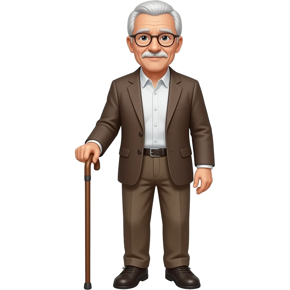 black old man with walking stick full figure emoji