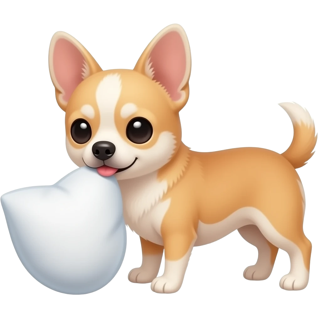 Chihuahua en train de baiser un coussin emoji